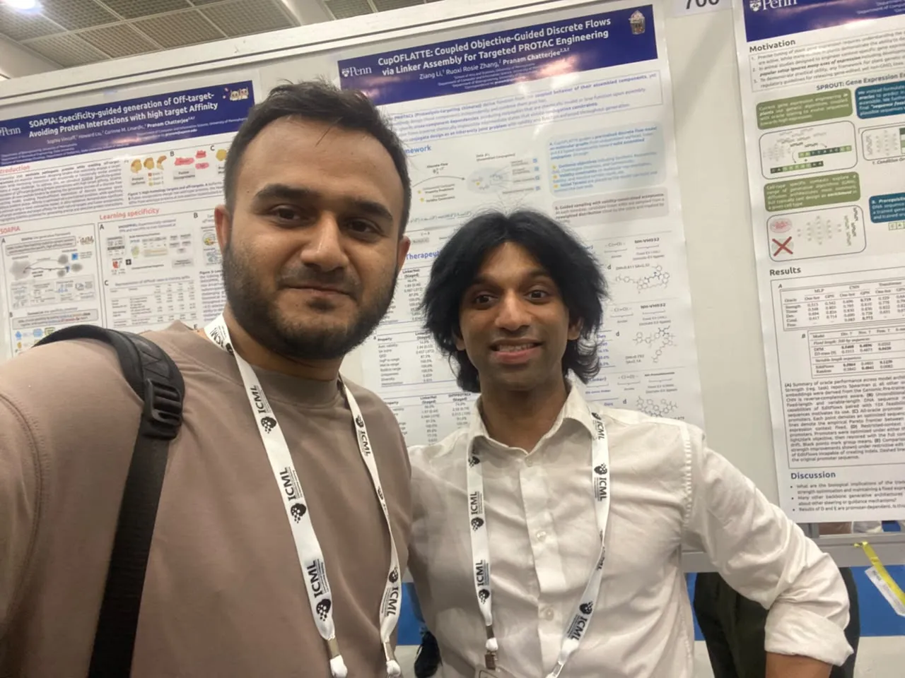 Conference selfie in front of protein design research posters